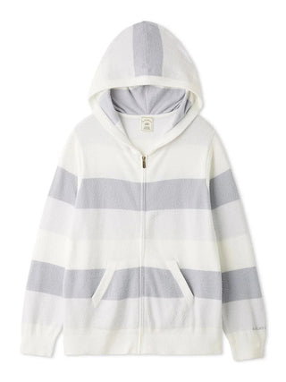 Gelato Pique Smoothie Three-Color Stripe Hoodie in blue, front view
