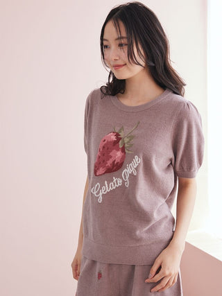 Airy Moco Strawberry Jacquard Pullover
