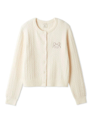 Gelato Pique Smoothie Aran Pattern Cardigan in cream