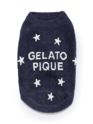 Gelato Pique Smoothie Sky Motif Pet Pullover in navy, front view