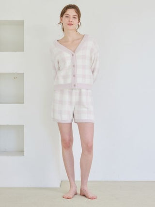 Checkered Cardigan & Shorts Set