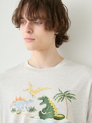 Men's Cool-to-touch Sleeping Dinosaur One Point Printed T-shirt