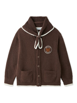 Men's Baby Moco Animal Friends Cardigan & Scarf Set in brown, front view