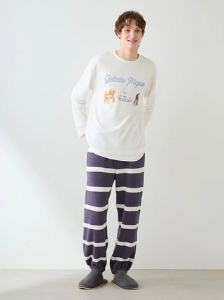 Unisex Playful Dog Printed Long-sleeved T-shirt