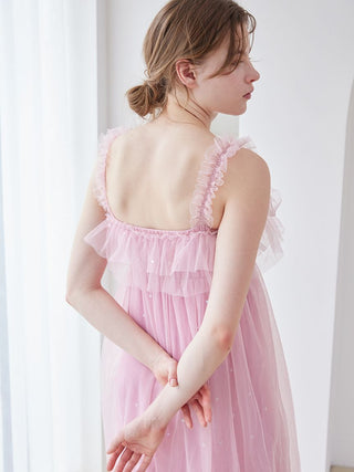 [Valentine] Heart Tulle Camisole Dress With Built-in Cup