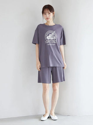 [UV-cut] Pique Emblem Printed T-shirt