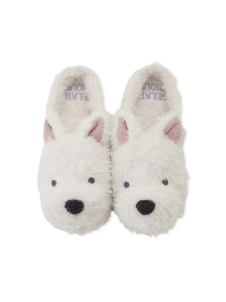 Gelato Pique [HALLOWEEN] Night Parade Dogs Room Shoes in off-white, top view