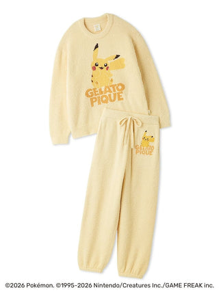 Yellow Gelato Pique 【Pokémon】Baby Moco Jacquard Pullover & Long Pants  Set featuring Pikachu, front view