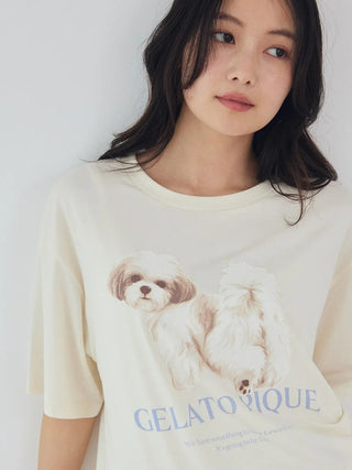 [UV-Cut] Walking Dog One-point Printed Cool Touch T-Shirt