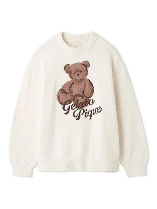 Gelato Pique Baby Moco Bear Jacquard Pullover in ivory, front view