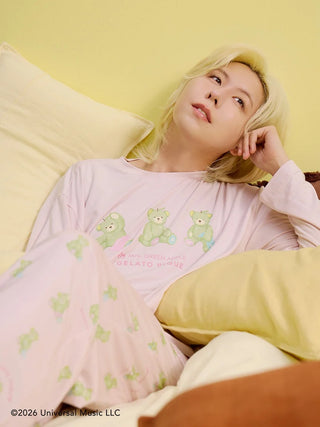 [Mrs. GREEN APPLE][Unisex] One-point Printed Long-sleeve T-shirt & Pants Set - view 1