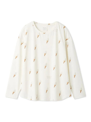 Gelato Pique Soft-Serve Ice Cream Long-sleeve T-Shirt in off-white, front view