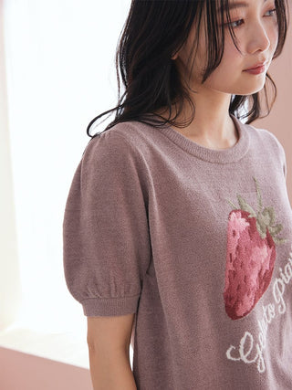 Airy Moco Strawberry Jacquard Pullover