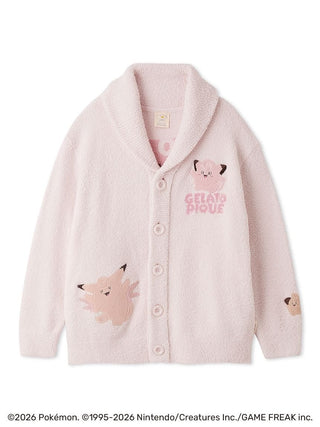 Pink Gelato Pique 【Pokémon】【Unisex】Baby Moco Jacquard Shawl Cardigan featuring Cleffa, Clefairy, and Clefable, front view