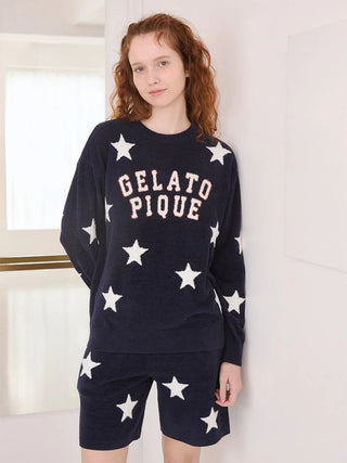 Unisex Airy Moco College Logo Star Jacquard Pullover