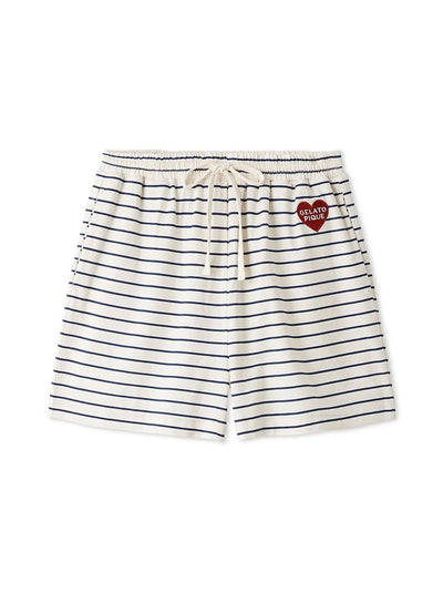 Cool-to-touch Heart Striped Shorts gelato pique