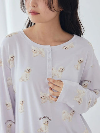 [UV-Cut] Walking Dog All-over Printed Cool Touch Henley Pullover