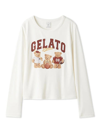 Gelato Pique Sporty Bears One-point Printed Long-sleeve T-shirt in off-white
