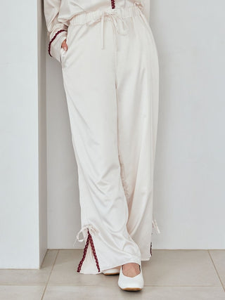 Satin Pants With Lace & Ribbon