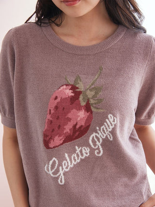 Airy Moco Strawberry Jacquard Pullover