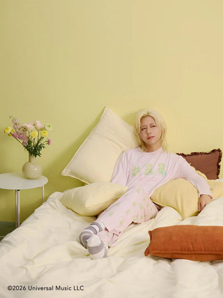 [Mrs. GREEN APPLE][Unisex] One-point Printed Long-sleeve T-shirt & Pants Set - view 5