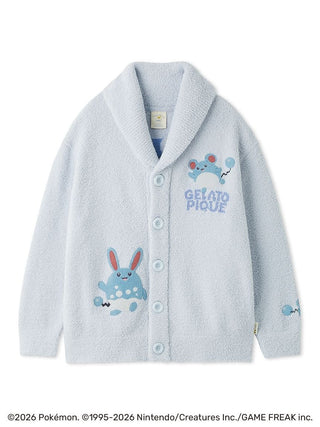 Blue Gelato Pique 【Pokémon】【Unisex】Baby Moco Jacquard Shawl Cardigan featuring Azurill, Marill, and Azumarill, front view