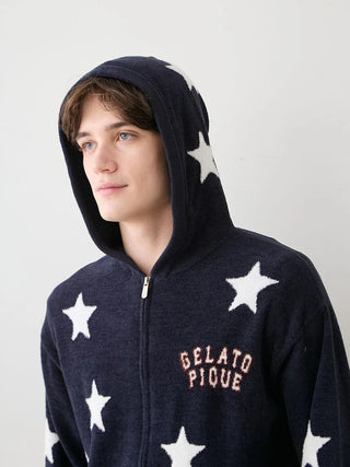 Unisex Airy Moco College Logo Star Jacquard Hoodie
