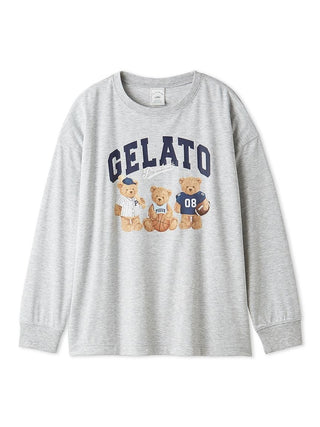 Gelato Pique Sporty Bears One-point Printed Oversized Long-sleeve T-shirt in gray, front view
