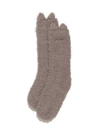 Gelato Pique Feather Cat Socks in beige, front view