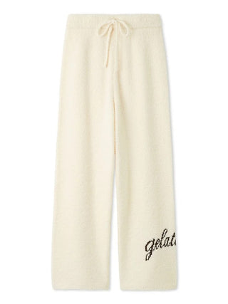 Gelato Pique Baby Moco Cat Jacquard Pants in cream, front view
