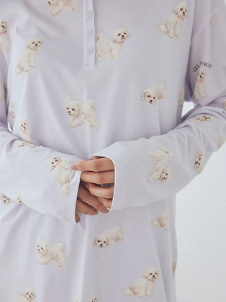 [UV-Cut] Walking Dog All-over Printed Cool Touch Henley Pullover