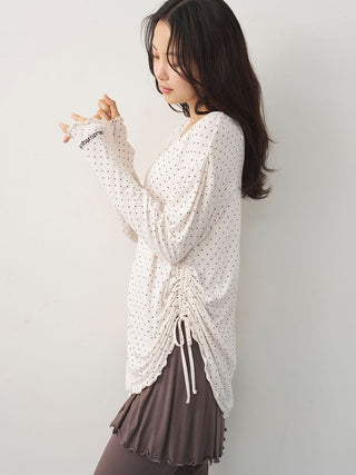 Cool Rayon Gathered Long-sleeved T-shirt