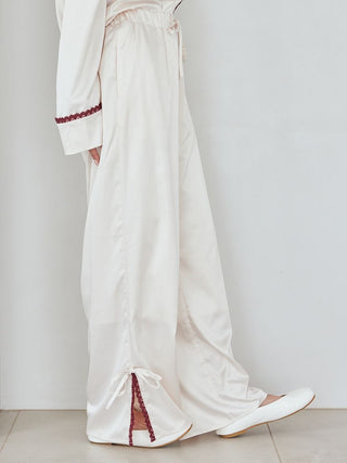 Satin Pants With Lace & Ribbon