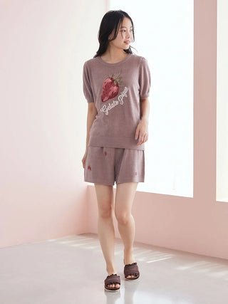 Airy Moco Strawberry Jacquard Pullover
