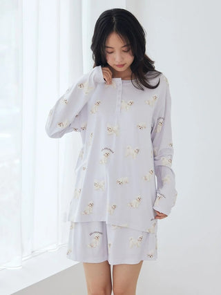 [UV-Cut] Walking Dog All-over Printed Cool Touch Henley Pullover