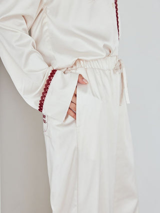 Satin Pants With Lace & Ribbon