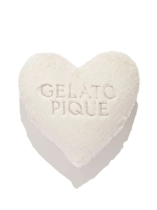Gelato Pique [Sleep] Heart Fur Cushion in ivory, front view