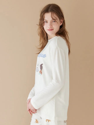 Unisex Playful Dog Printed Long-sleeved T-shirt