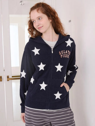 Unisex Airy Moco College Logo Star Jacquard Hoodie