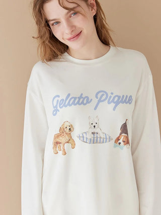Unisex Playful Dog Printed Long-sleeved T-shirt
