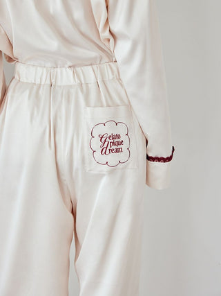 Satin Pants With Lace & Ribbon