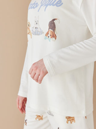 Unisex Playful Dog Printed Long-sleeved T-shirt