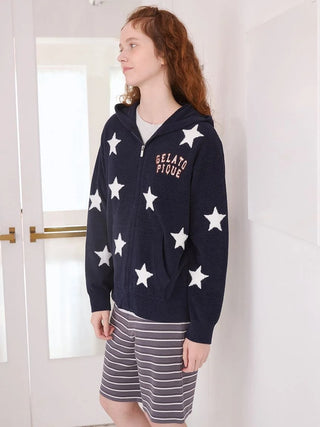 Unisex Airy Moco College Logo Star Jacquard Hoodie