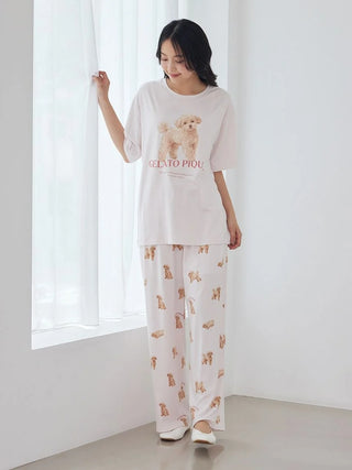 [UV-Cut] Walking Dog One-point Printed Cool Touch Pants