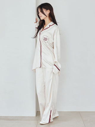 Satin Pants With Lace & Ribbon