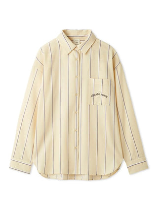 Gelato Pique Striped Button-Up Shirt in yellow