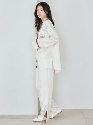 Satin Pants With Lace & Ribbon