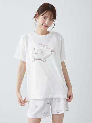 Cool-to-touch Sea Animals One Point Printed T-shirt