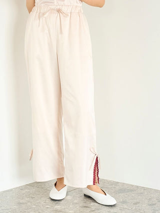 Satin Pants With Lace & Ribbon
