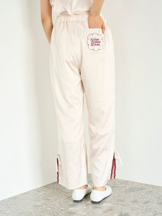 Satin Pants With Lace & Ribbon